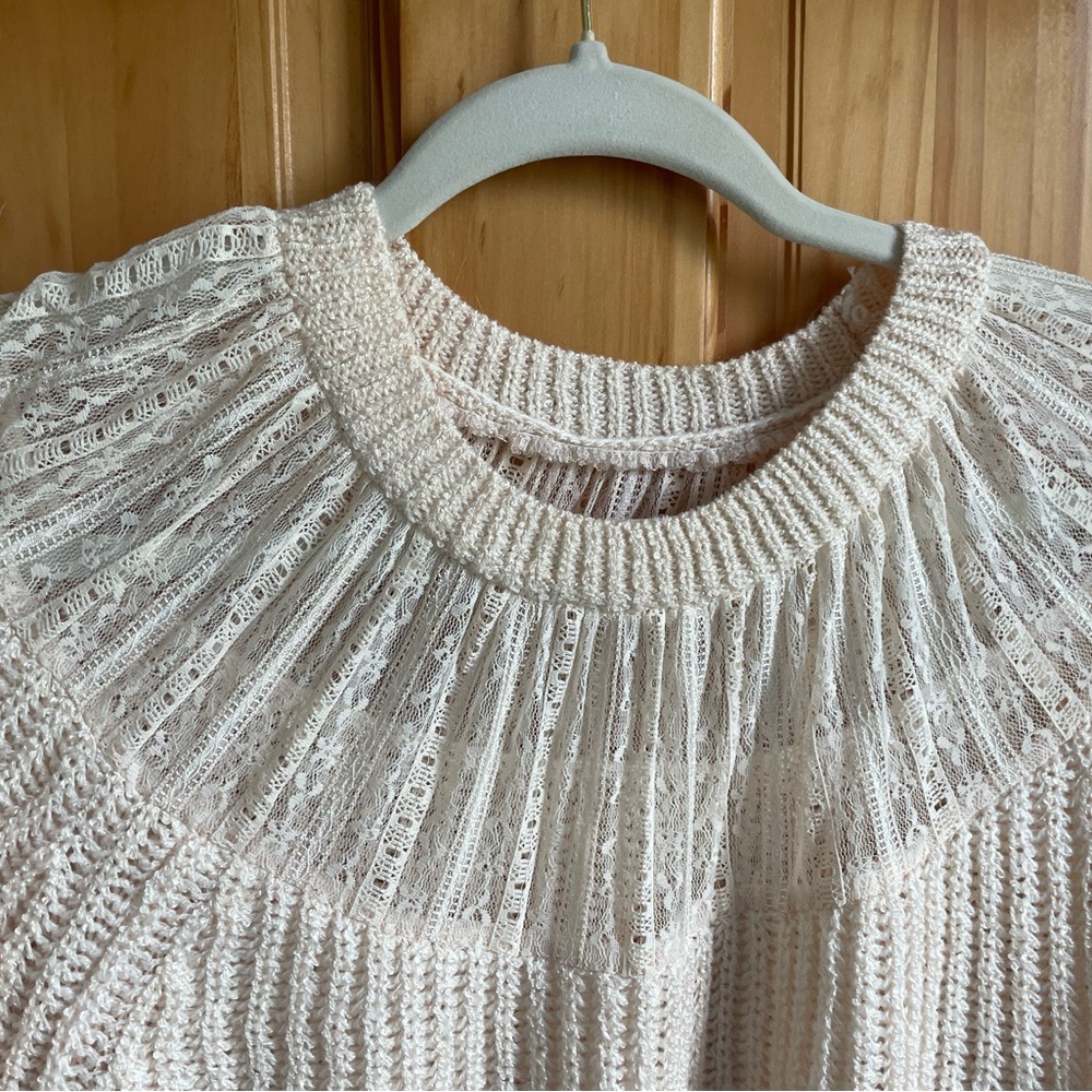 Cute new lace splicing knitted sweater from a local boutique.